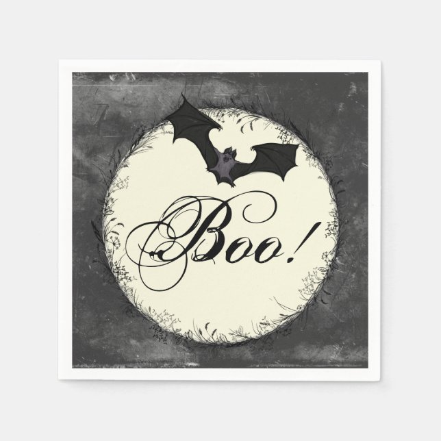 Servilleta De Papel Elegante Murciélago Boo Halloween (Anverso)