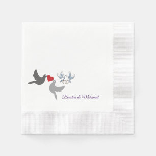 Servilleta De Papel Elegante Napkin de bodas con palomas y anillos de 