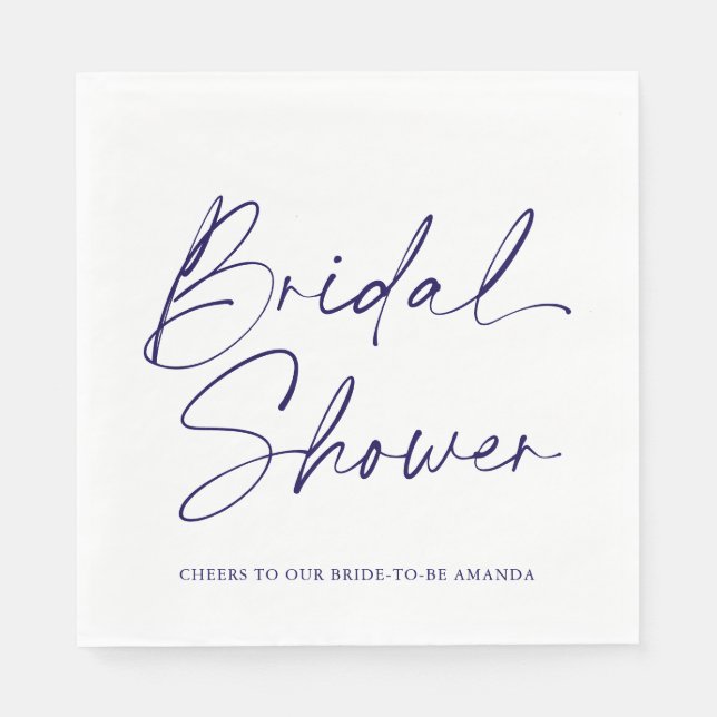 Servilleta De Papel Elegante Napkin de ducha de novia blanca y marina (Anverso)