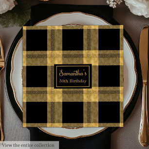 Servilleta De Papel Elegante Napkins Black Gold Purpurina Custom Weddi