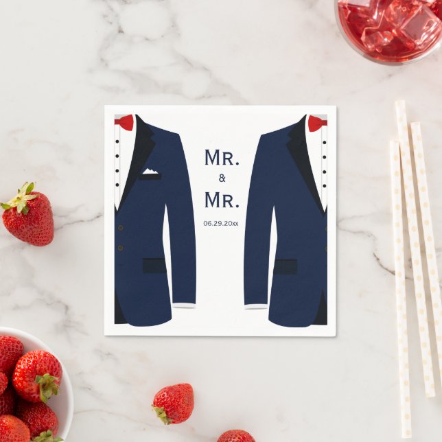 Servilleta De Papel Elegante Napkins Boda Gay Azul (In situ)