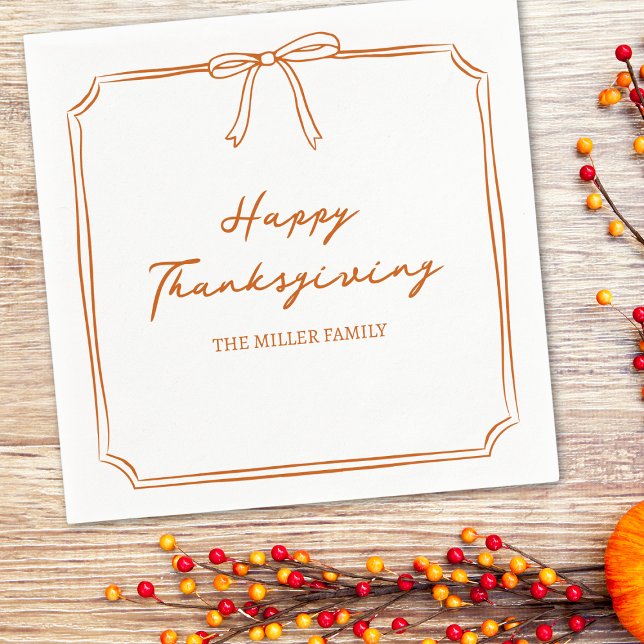 Servilleta De Papel Elegante Naranja de Acción de Gracias Quemado Moda (Add a personal touch to your Thanksgiving decor with these elegant, customizable napkins.)
