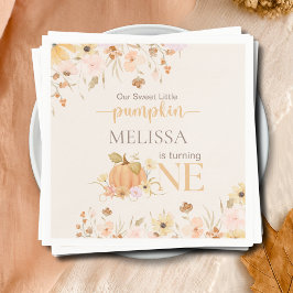 Servilleta De Papel Elegante Naranja Floral Nuestro pequeño cumpleaños