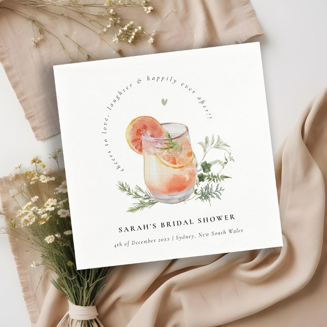 Servilleta De Papel Elegante Naranja Green Peach Cocktail Bridal Showe (Subido por el creador)