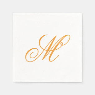 Servilleta De Papel Elegante Naranja Monograma Verde Inicial