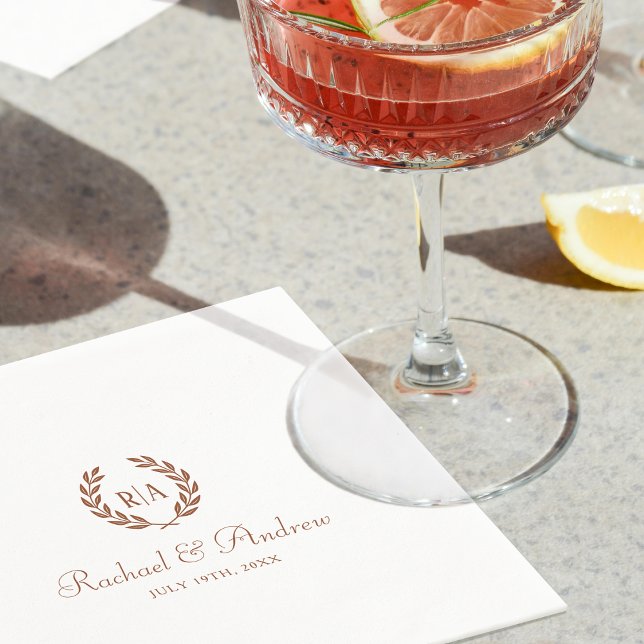 Servilleta De Papel Elegante Naranja quemado de Boda de monograma (Subido por el creador)