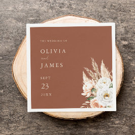 Servilleta De Papel Elegante Naranja quemado Terracotta Boda Floral