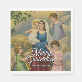 Servilleta De Papel Elegante Natividad Mary Baby Jesus Angels