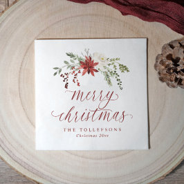 Servilleta De Papel Elegante Navidad Aquarela Bayas Festivas