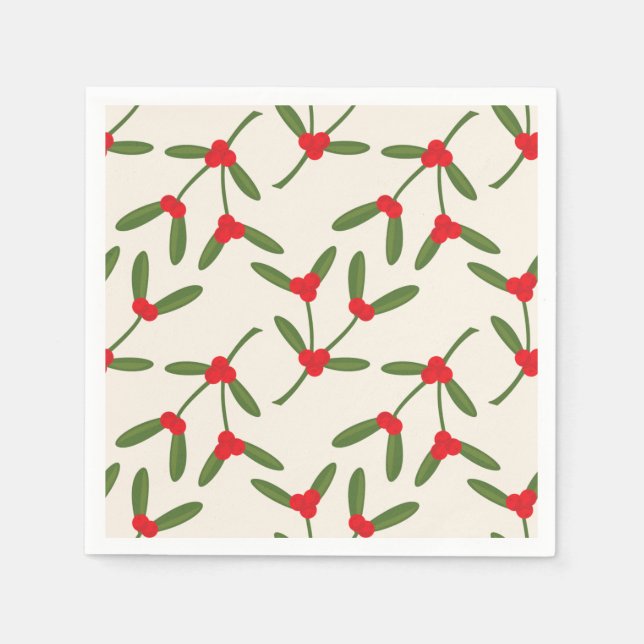 Servilleta De Papel Elegante Navidad Bayas de Invierno Fiesta (Anverso)