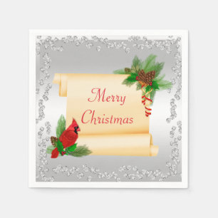 Servilleta De Papel Elegante Navidad con Diamantes Cardenal y Volutas