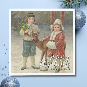 Servilleta De Papel Elegante Navidad de Invierno Niños