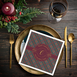 Servilleta De Papel Elegante Navidad de Monograma Dorado