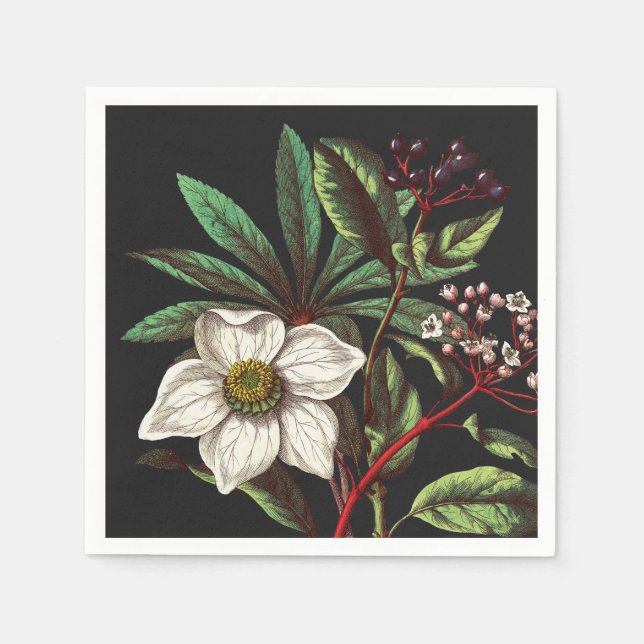 Servilleta De Papel Elegante Navidades botánicos de época Rosa Flor (Anverso)