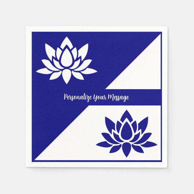 Servilleta De Papel Elegante Navy azul Zen blanco yoga Lotus Flor (Anverso)