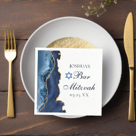 Servilleta De Papel Elegante Navy Blue Gold Agate Bar Mitzvah Fiesta