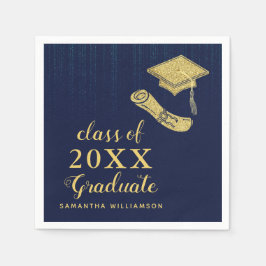 Servilleta De Papel Elegante Navy Blue Gold Clase 2023 Graduación