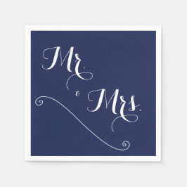 Servilleta De Papel Elegante Navy Blue Sr y Sra. Boda Napkins