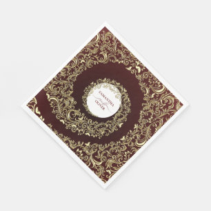 Servilleta De Papel Elegante negrita Boda de Damasco Rojo