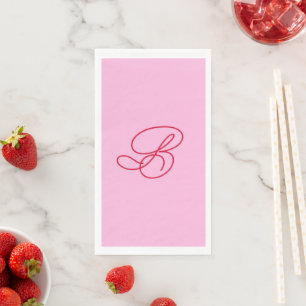 Servilleta De Papel Elegante nombre con monograma en escritura en rosa
