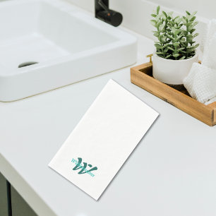 Servilleta De Papel Elegante nombre de familia monograma turquesa verd