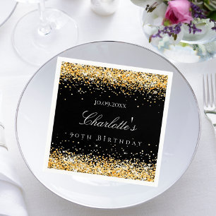 Servilleta De Papel Elegante nombre de oro negro de cumpleaños