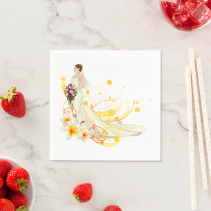 Servilleta De Papel Elegante Novia Floral Romántica Diseño Boda