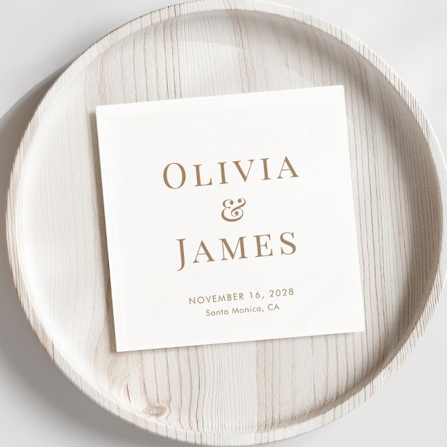 Servilleta De Papel Elegante Novia Groom Monograma Boda de Oro Blanco (Subido por el creador)