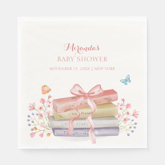 Servilleta De Papel Elegante Nuevo Capítulo Floral Bow Libro Baby Show (Anverso)