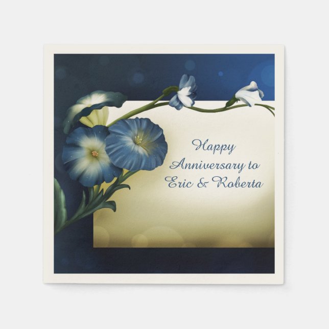 Servilleta De Papel Elegante ocasión especial de Petunias Azules Perso (Anverso)