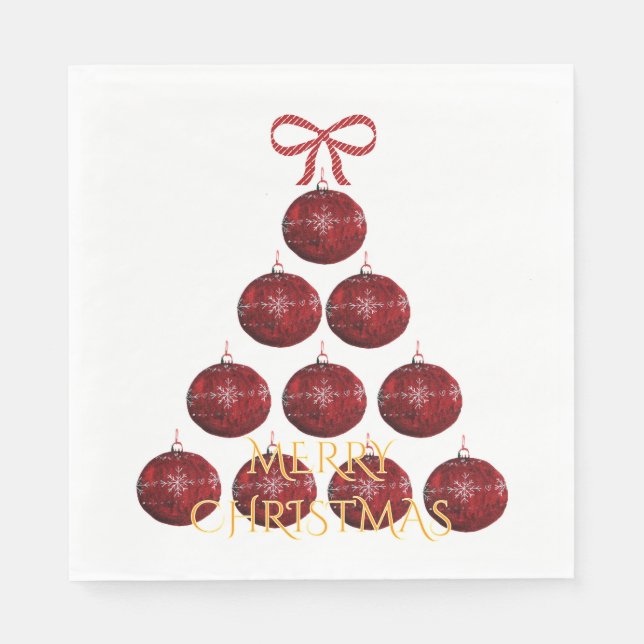 Servilleta De Papel Elegante ornamento rojo árbol de Navidad (Anverso)