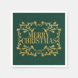 Servilleta De Papel Elegante Ornate Gold Merry Nochebuena Napkins
