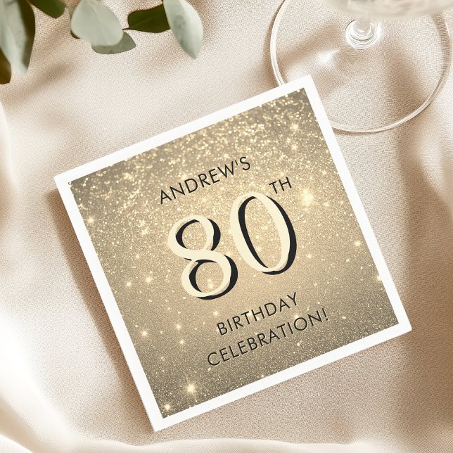 Servilleta De Papel Elegante Oro 80 cumpleaños (Subido por el creador)