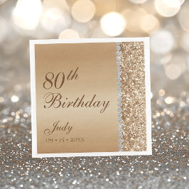 Servilleta De Papel Elegante Oro 80 cumpleaños
