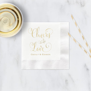Servilleta De Papel Elegante Oro Brindis al Amor Boda