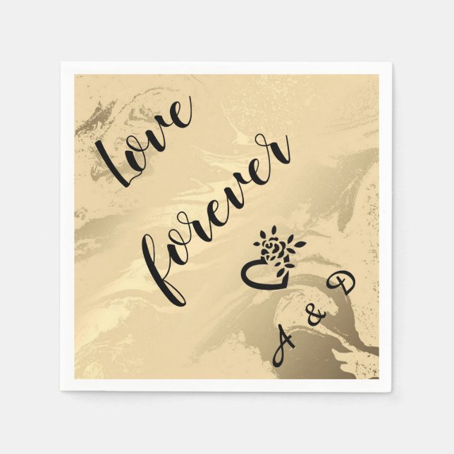 Servilleta De Papel Elegante oro de mármol monogramado (Anverso)