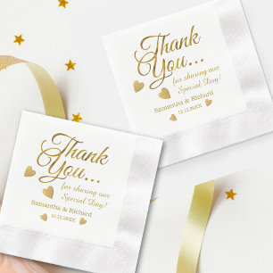 Servilleta De Papel Elegante Oro Gracias Boda Personalizado