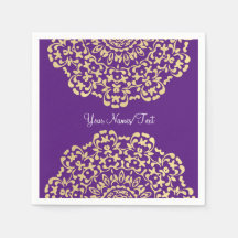 Elegante oro Profundo Purple Lacy Patterado
