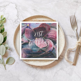 Servilleta De Papel Elegante Oro Púrpura Azul Hidrángulos 21 cumpleaño