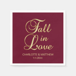 Servilleta De Papel Elegante otoño caída en el amor Boda Borgoña