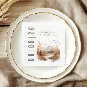 Servilleta De Papel Elegante paisaje otoñal rústico de boda