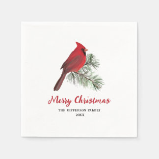 Servilleta De Papel Elegante pájaro cardenal sobre Navidades Monograma