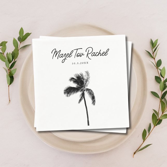 Servilleta De Papel Elegante Palm Tree Mazel Tov Bat Mitzvah (Elegant Palm Tree Mazel Tov Bat Mitzvah Napkins
)