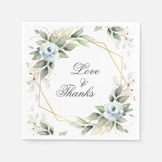 Servilleta De Papel Elegante papel Boda de la vegetación floral azul t (Anverso)