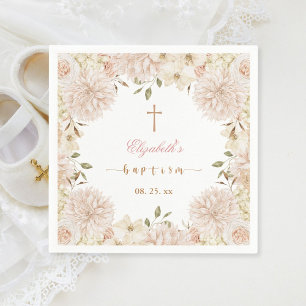 Servilleta De Papel Elegante Papel de Baptismo Floral De Boho Rosa Nap