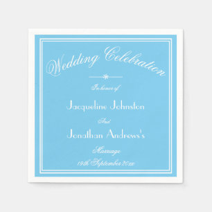 Servilleta De Papel Elegante papel de boda en azul acuatico y escritur
