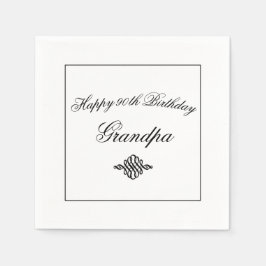 Servilleta De Papel Elegante Papel de cumpleaños 90 en blanco y negro