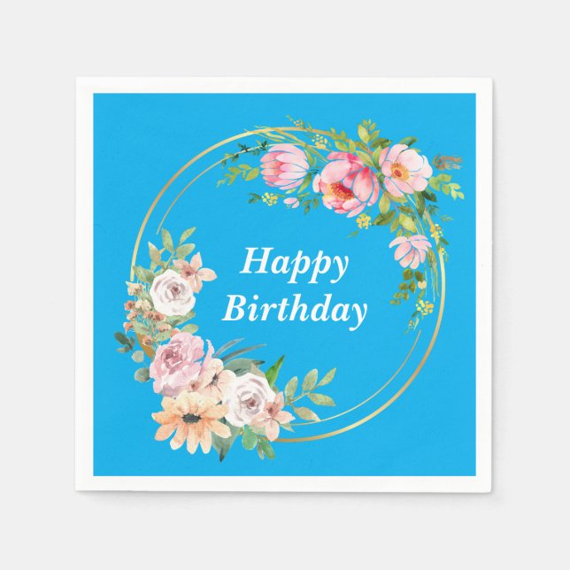 Servilleta De Papel Elegante Papel de flores rosadas y doradas Papel d (Anverso)