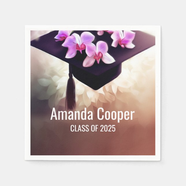Servilleta De Papel Elegante Papel de graduación Orquídea (Anverso)