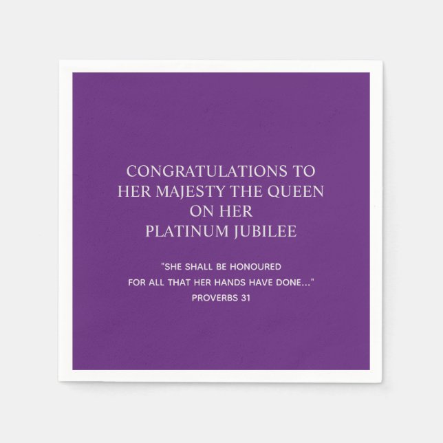 Servilleta De Papel Elegante Papel JUBILEE DE LA REINA cristiana (Anverso)